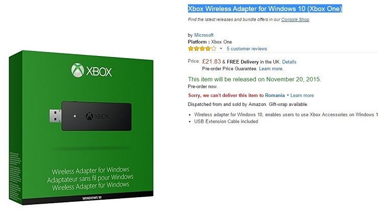 xbox one adapter driver windows 10